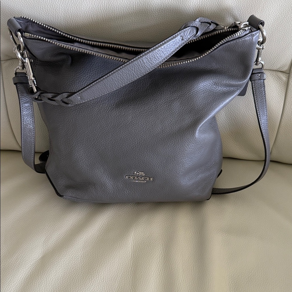 Coach Charcoal Leather Shoulder Bag